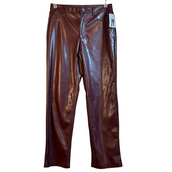 NWT Joie Burgundy Faux Leather Pant - Size 6 - Picture 12 of 14